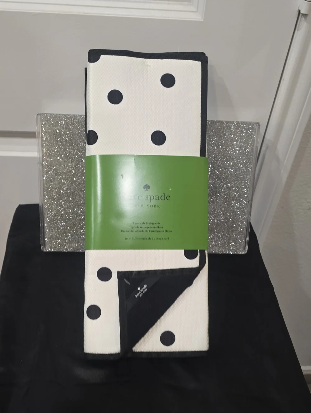 Kate Spade New York Set Of 2 Polka Dot Reversible Drying Mats